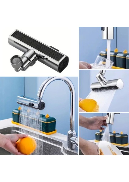 3 Farklı Modlu Çok Amaçlı Musluk Adaptörü Evrensel Musluk Başlığı Şelale Musluk (4887)