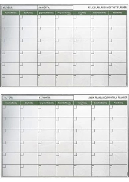 Manyetik Yapışkanlı Bir Aylık Program Planlayıcı Takvim 85X56 cm (4887)