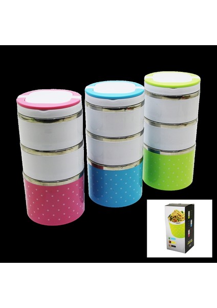 Puantiyeli 3lü Sefer Tası - Saklama Kabı 1.23LT (4887)