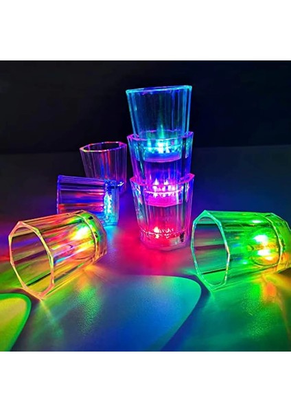 Renkli LED Parlayan Fiber Optik Glow Işıklı Bardak 5,5 x 5,5 cm (4887)