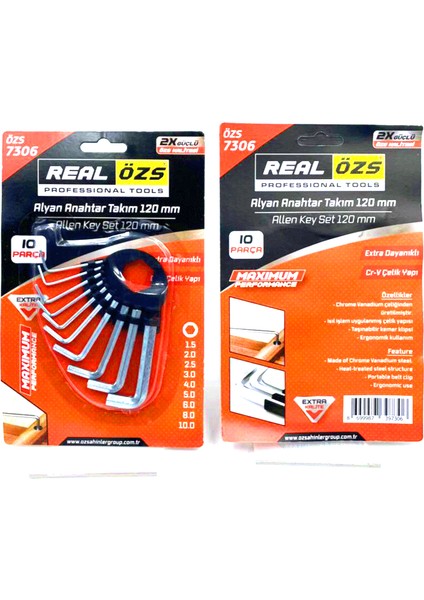 10 Parça Kartlı Alyan Anahtar Takım SETİ120MM-NO-1.5-10 (4887)