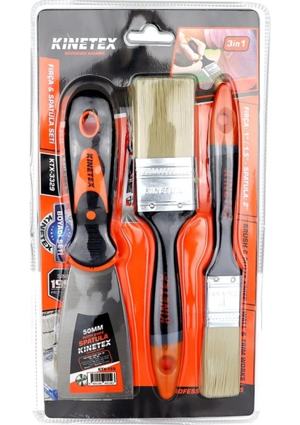 3pcs Boyacı - Nalbur Set 50MM Spatula - 2x Kestirme Fırça (4887)