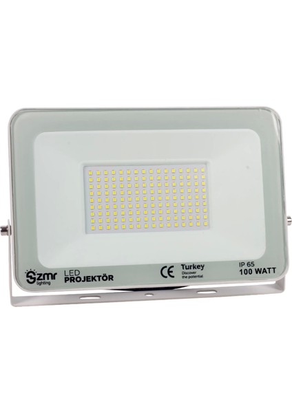 100 Watt - 220 Volt 6500K IP65 150* Işık Açısı Beyaz Slim Kasa LED Projektör (4887)