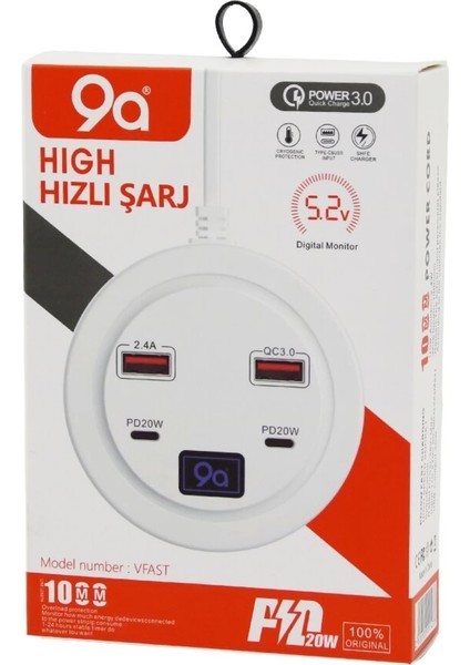 Hıgh Power 3.0 Vfast KY-100 Çoklu= 4 Lü Hızlı Şarj Seti 2AD -PD20W=TYPE-C - 2.1A + Qc3.0= USB 2.4W (4887)