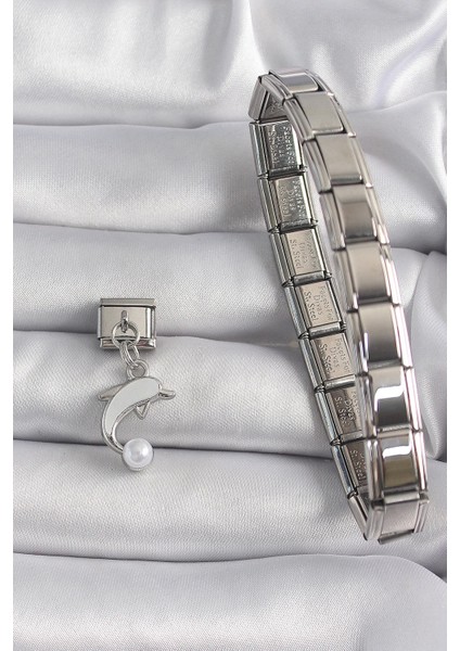 316L Çelik Gümüş Renk Sallantı Yunus Balığı Figür Inci Detay Nomination Charm - TJ-BC1141 fiyatları