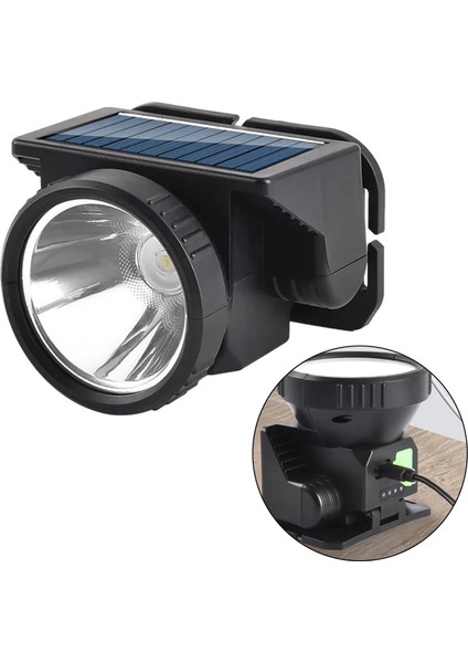 Power LED Beyaz Solar Kafa Lambası Feneri Type-C Şarjlı 73X77X55MM WH-8868A (4887)