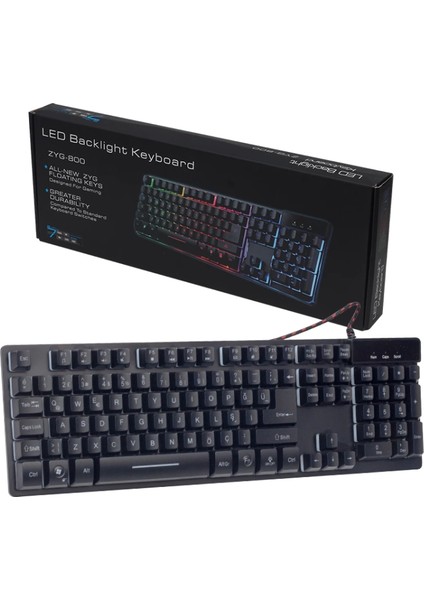 Hello HL-18744 Metal Kasa Rgb Işıklı Kablolu Oyuncu Q Klavye ZYG-800 (4887)