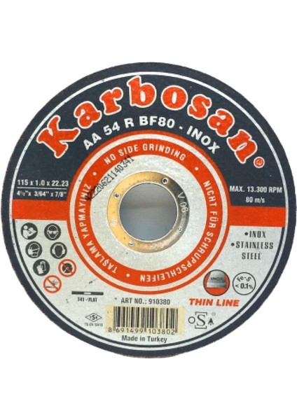 Inox Metal Kesici Disk 115MMX1.0X22 (4887)