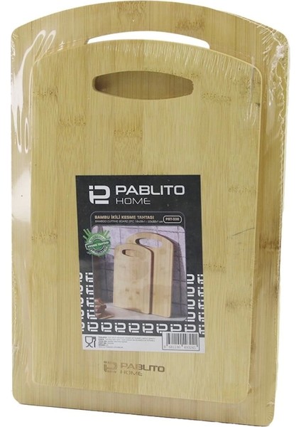 2pcs Set Ahşap Bambu Kesim Panosu - Kesme Tahtası 18X28X1CM--22X32X1CM (4887)