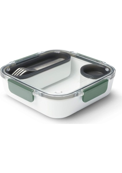 1000 Ml, Sızdırmaz, Mikrodalga Uyumlu, Paslanmaz Çelik Çatal ve Sos Kabı ile