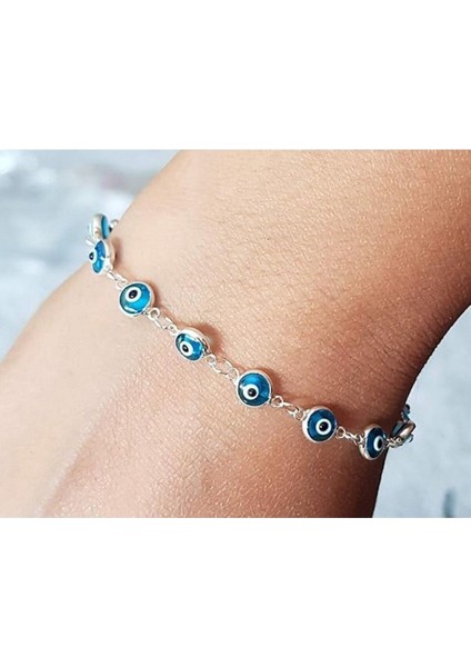 5 mm Cam Nazar Boncuğu Göz Bileklik 925 Ayar Gümüş Bileklik fiyatları