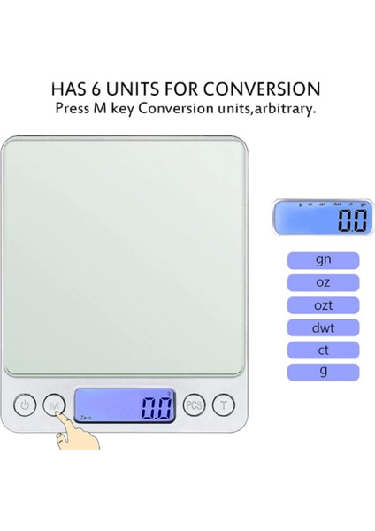 Dijital Hassas Mutfak Terazisi Hassas Tartı 2000 Gr./0.1 Gr. Hassasiyet (4887) fiyatları