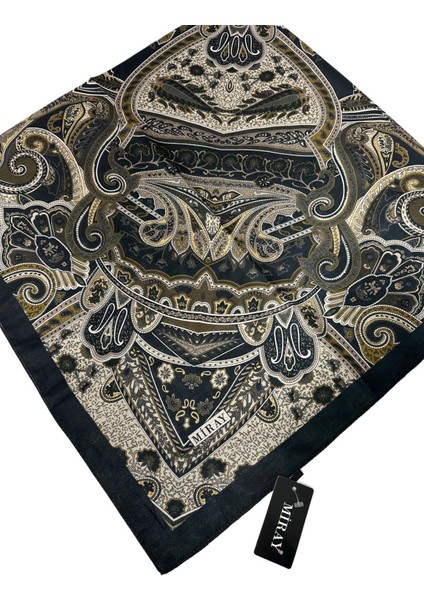 120X120 Etnik Desenli Soft Pamuk Eşarp - 04919