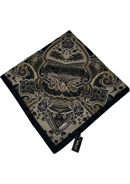 120X120 Etnik Desenli Soft Pamuk Eşarp - 04919