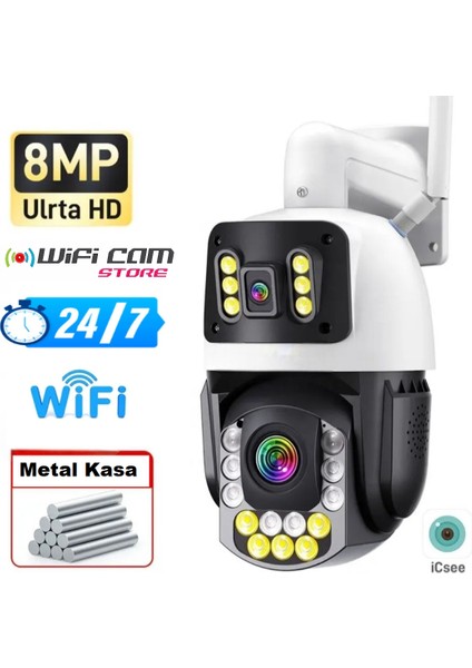 Icsee 8 Mp Çift Kameralı 42X Optik Zoom Metal Kasalı Ptz Wifi Kamera Profesyonel Seri fiyatları