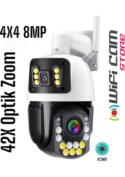 Icsee 8 Mp Çift Kameralı 42X Optik Zoom Metal Kasalı Ptz Wifi Kamera Profesyonel Seri modelleri