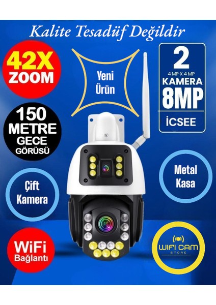 Icsee 8 Mp Çift Kameralı 42X Optik Zoom Metal Kasalı Ptz Wifi Kamera Profesyonel Seri fırsatları