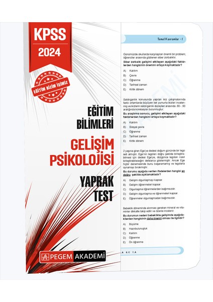 2024 KPSS Eğitim Bilimleri Gelişim Psikolojisi Yaprak Test