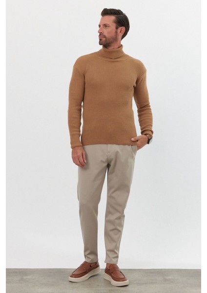 Erkek Balıkçı Yaka Slim Fit Fitilli Triko Kazak fiyatları