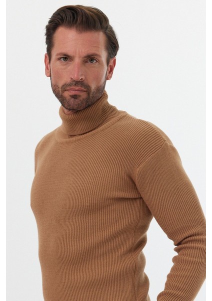 Erkek Balıkçı Yaka Slim Fit Fitilli Triko Kazak indirimleri