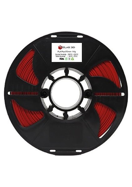 ELAS3D PLA+ Kırmızı Renk Filament 1.75mm 1KG