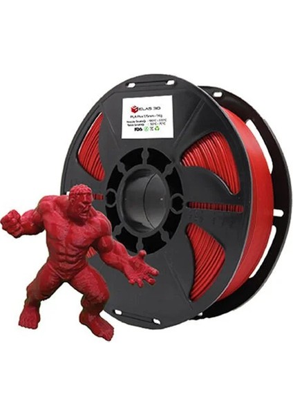 ELAS3D PLA+ Kırmızı Renk Filament 1.75mm 1KG