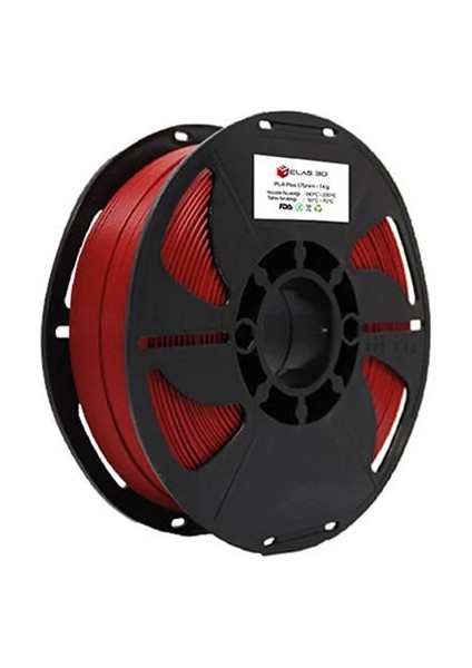 ELAS3D PLA+ Kırmızı Renk Filament 1.75mm 1KG