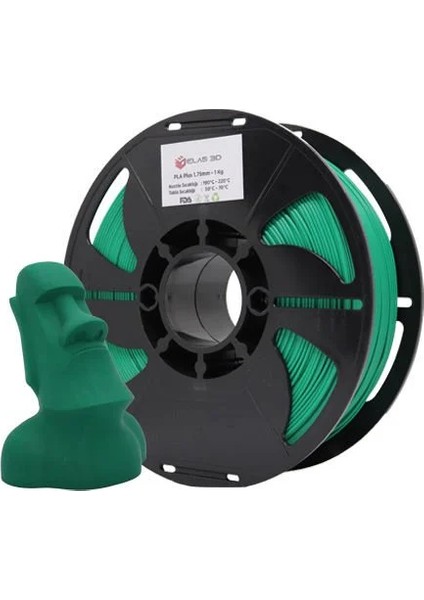 ELAS3D PLA+ Yeşil Renk Filament 1.75mm 1KG