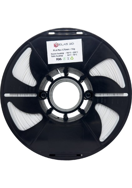 ELAS3D PLA+ Beyaz Renk Filament 1.75mm 1KG
