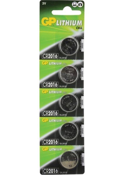 Gp CR2016 3V Lityum Para Pil 5li Paket (4887)