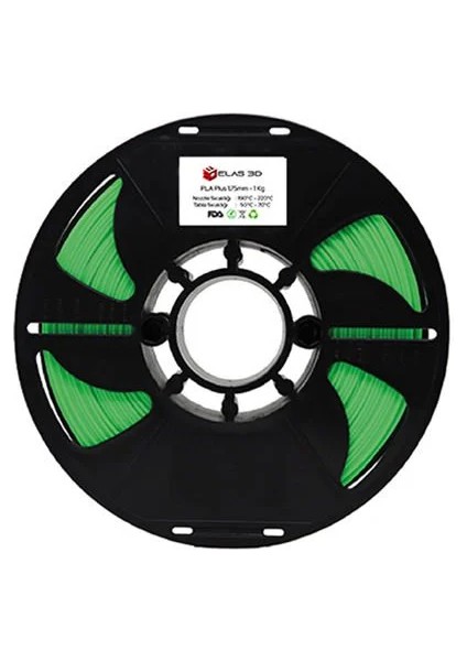 ELAS3D PLA+ Fıstık Yeşili Renk Filament 1.75mm 1KG
