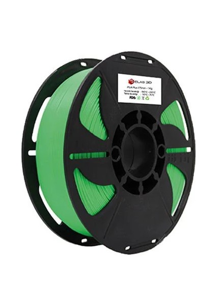 ELAS3D PLA+ Fıstık Yeşili Renk Filament 1.75mm 1KG