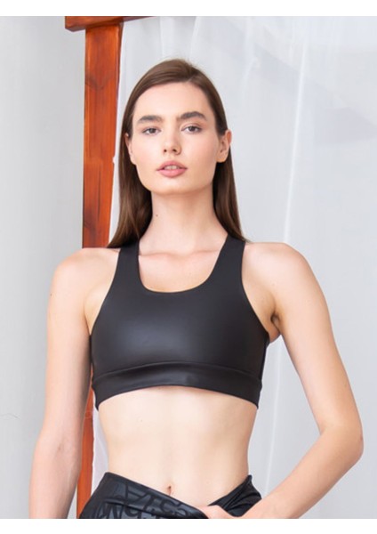 Sırtı Kalın Çapraz Askılı Deri Görünümlü Kumaş Sporcu Sütyeni modelleri