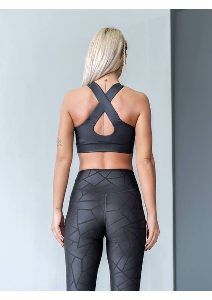 Sırtı Kalın Çapraz Askılı Deri Görünümlü Kumaş Sporcu Sütyeni indirimleri