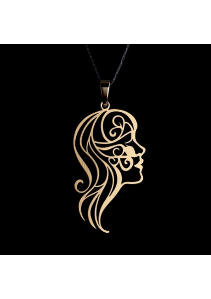 14 Ayar Altın Kolye Ucu Çizgi Sanatı Portresi GM1594 1 gr