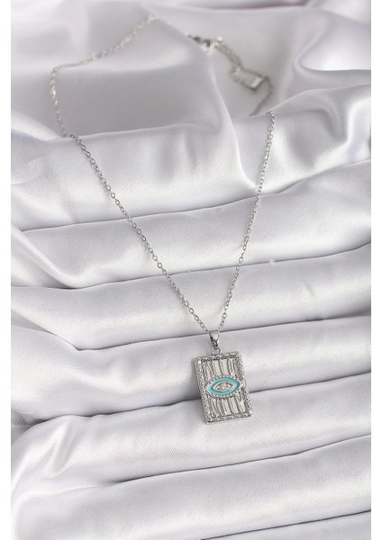 316L Çelik Gümüş Renk Zincir Göz Işlemeli Madalyon Model Kadın Kolye - TJ-BKO9508 fiyatları