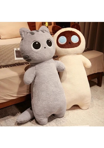 Luxury Yastık Kedi 50CM Büyük Boy Gri Renk Kedi Peluş Oyuncak Kawaii Sanrio Kitty Peluş Kuromi 1 Adet modelleri