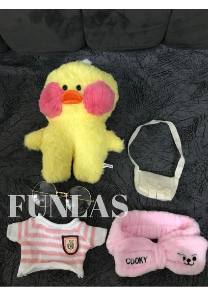 Luxury Lalafanfan Kawaii Beyaz Renk Karikatür 30CM Ördek Peluş Doğum Günü Hediyesi Aksesuarlı Ördek 1 Adet modelleri