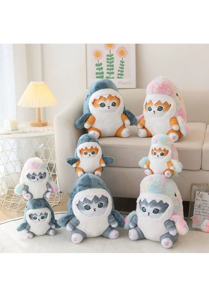 Luxury Mofusand Köpekbalığı Kostümlü Kedi Peluş Oyuncak Renkli 25CM Yeni Seri 1 Adet modelleri