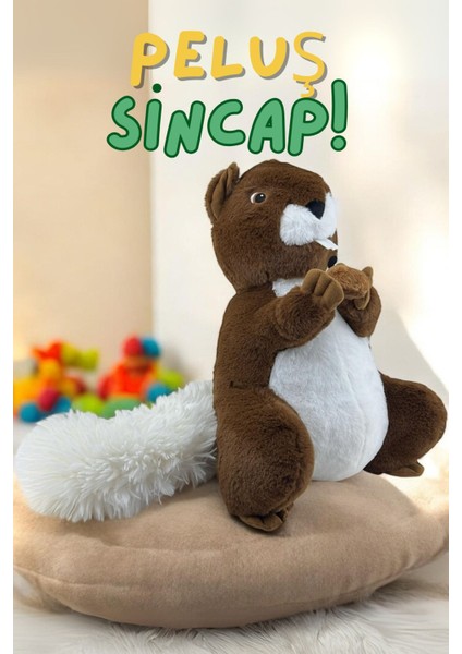 Luxury Peluş Sincap 50 cm Boyunda Fındık Tutan Kahve Beyaz Disneyland Çocuklar ve Yetişkinler Için Hediye 1 Adet