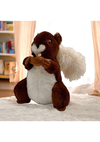 Luxury Peluş Sincap 50 cm Boyunda Fındık Tutan Kahve Beyaz Disneyland Çocuklar ve Yetişkinler Için Hediye 1 Adet
