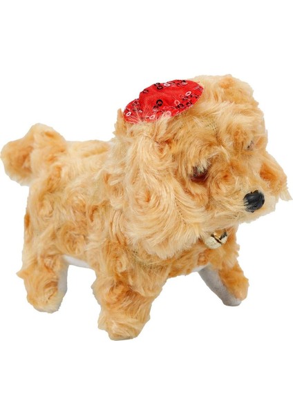 Luxury Sevimli Şapkalı Havlayan Yürüyen Pilli Peluş Oyuncak Köpek Gözleri Işıklı Peluş Hareket Eden Köpek 1 Adet