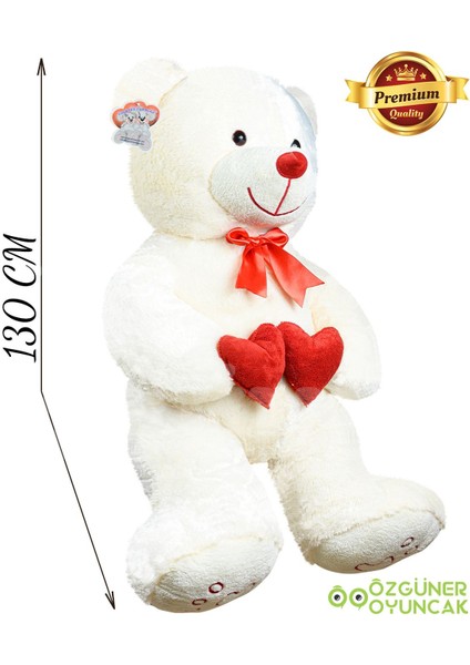 Luxury Sevgi Dolu 130 cm Peluş Ayı – Çift Kalp ile Aşkınızı Ifade Edin 1 Adet indirimleri