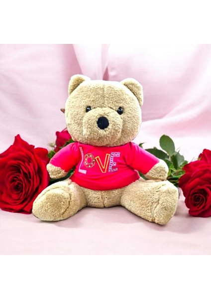 Luxury Sevimli Peluş Ayıcık Love Yazılı Tişörtlü & Yumuşak Uyku Arkadaşı Ayıcık 45 cm Peluş Oyuncak 1 Adet