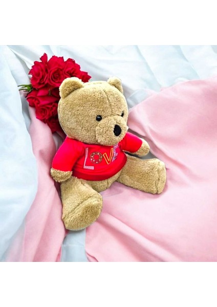 Luxury Sevimli Peluş Ayıcık Love Yazılı Tişörtlü & Yumuşak Uyku Arkadaşı Ayıcık 45 cm Peluş Oyuncak 1 Adet