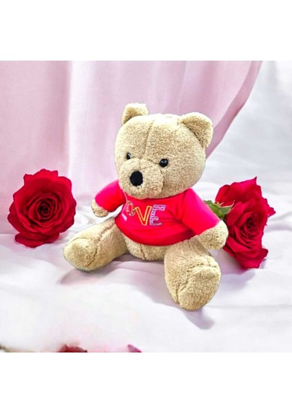 Luxury Sevimli Peluş Ayıcık Love Yazılı Tişörtlü & Yumuşak Uyku Arkadaşı Ayıcık 45 cm Peluş Oyuncak 1 Adet
