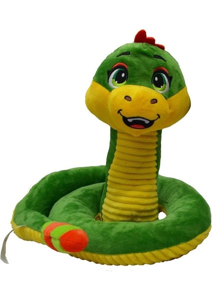 Luxury Yılan Peluş Oyuncak Çıngıraklı Sevimli Yılan Peluş 25 cm - Uyku ve Oyun Arkadaşı Peluş Oyuncak Yeşil 1 Adet