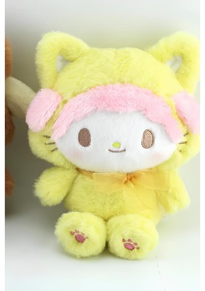 Luxury Sarı Renk Sanrio Kawai Peluş Oyuncak 25CM Kedi Peluş My Melody Hello Kitty 1 Adet