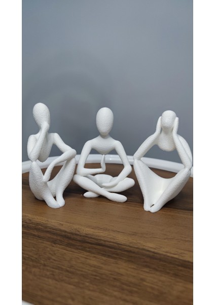 Bedensiz Bedenler: Meditasyon, Kral ve Düşünür Dekoratif Hediyelik Biblo Plastik 12 cm Beyaz