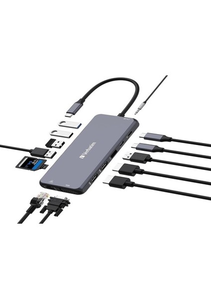 Verbatım 32154 Usb-C Pro 14 Port Hub Cmh-14 Gri